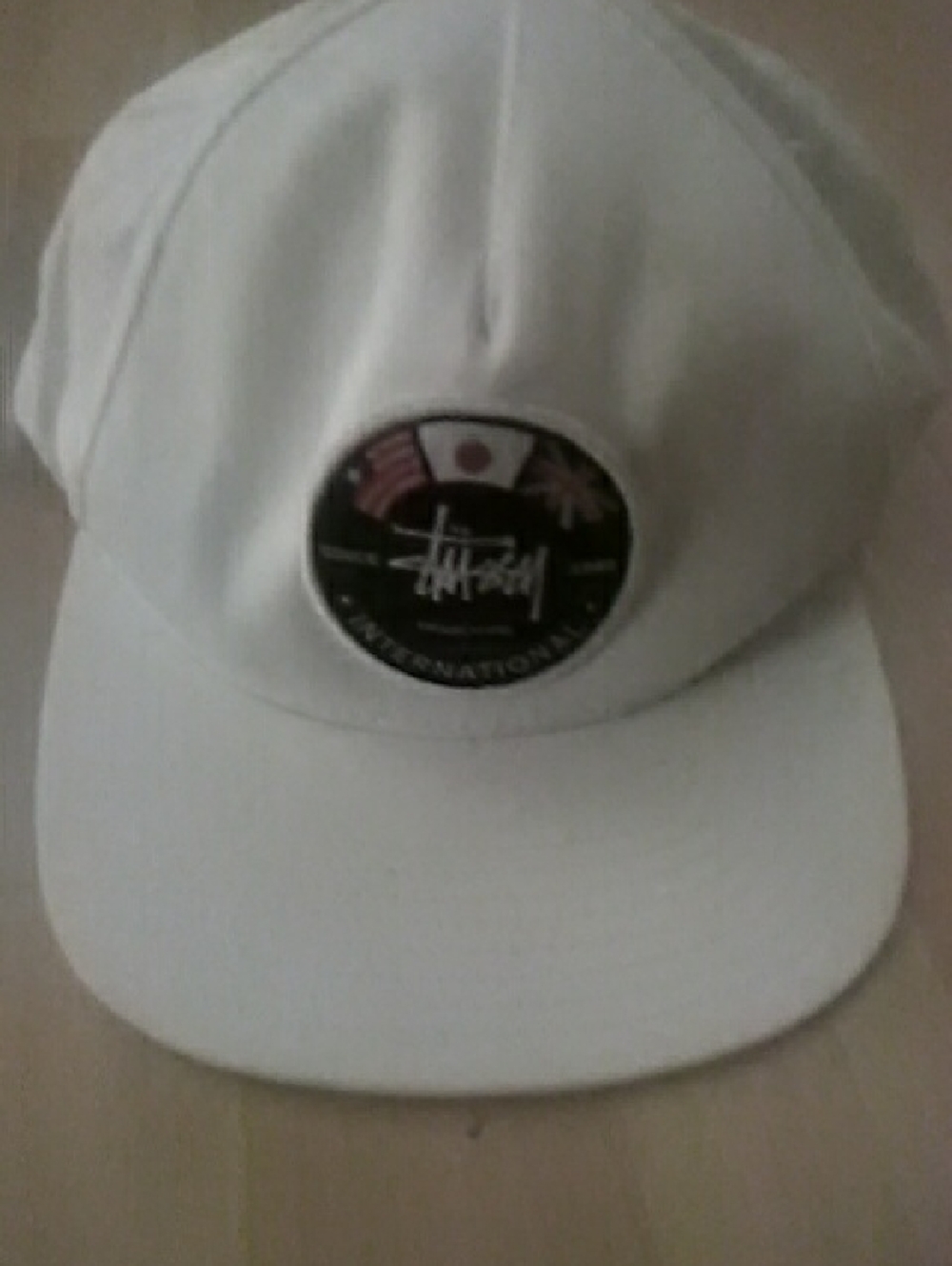 🌕>Stussy White Cap with International Logo Patch
